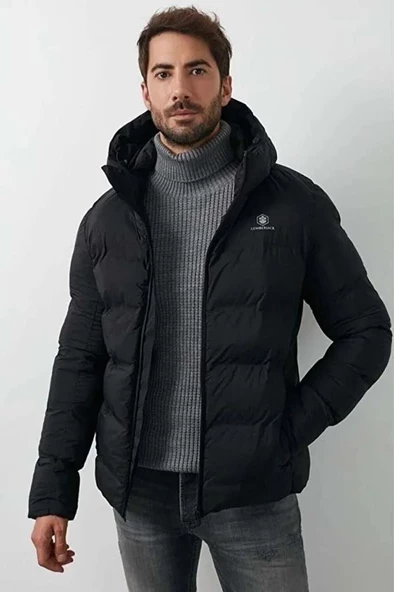 Lumberjack Erkek Kapüşonlu Arma Detaylı Şişme Mont NOLAN COAT Siyah 2SN22 - 2