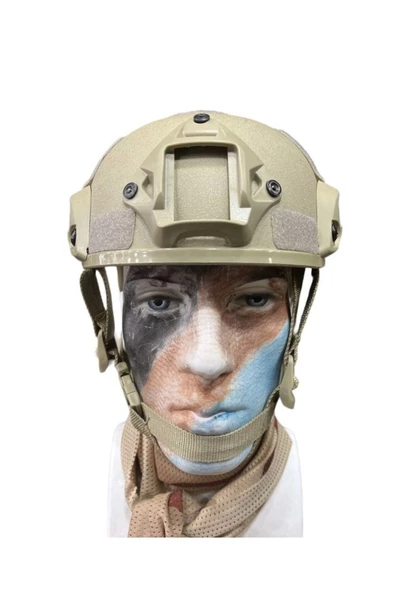 AirSoft Kompozit Raylı Kulaksız Koruyucu Kask Miğfer Bej - 6