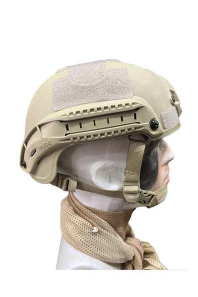 AirSoft Kompozit Raylı Kulaksız Koruyucu Kask Miğfer Bej - 5