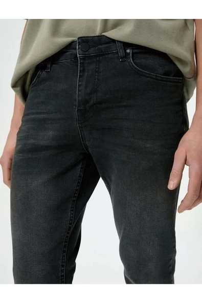 Skinny Fit Kot Pantolon - Michael Jean 4SAM40005ND SİYAH - 2