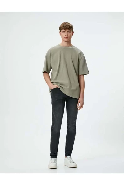 Skinny Fit Kot Pantolon - Michael Jean 4SAM40005ND SİYAH - 5