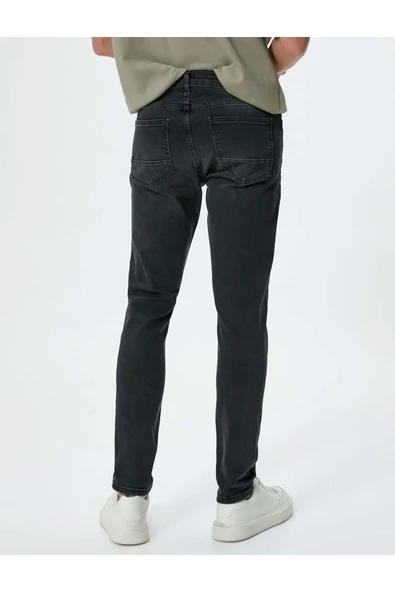 Skinny Fit Kot Pantolon - Michael Jean 4SAM40005ND SİYAH - 3