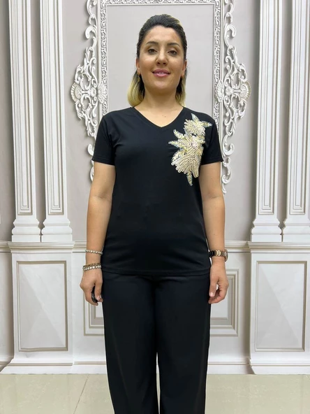 Vizon Pullu Tshirt - SİYAH - 3