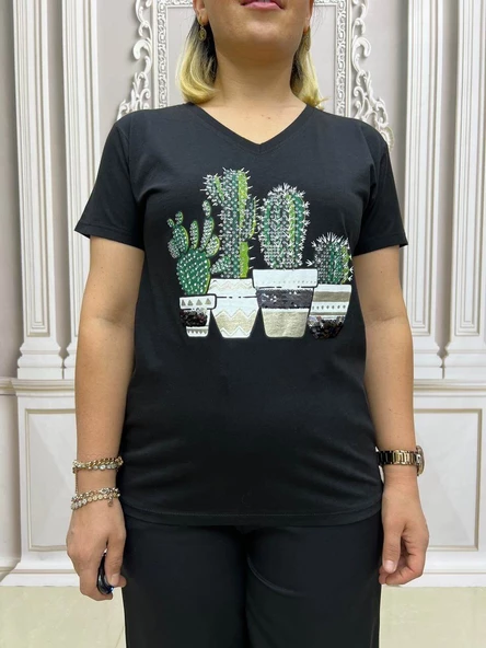 Kaktüs Tshirt - SİYAH - 5
