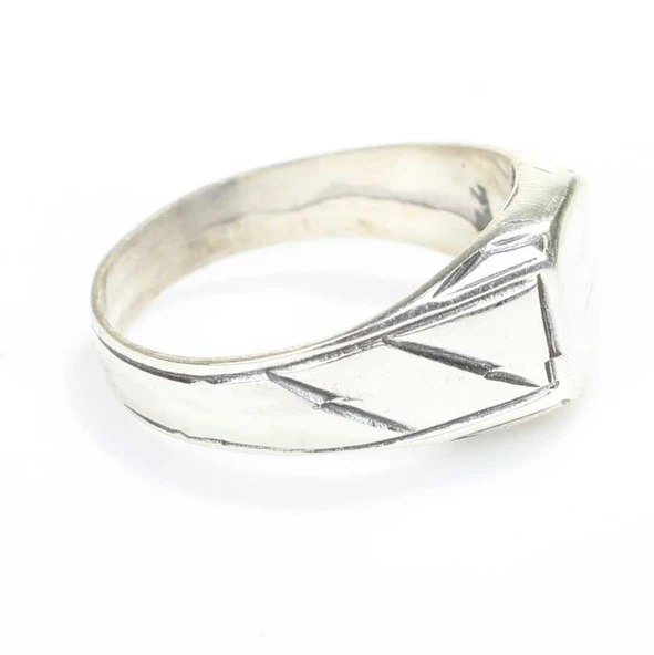 925 Ayar Gümüş Kare Kaşlı Erkek Yüzük - Resim 2