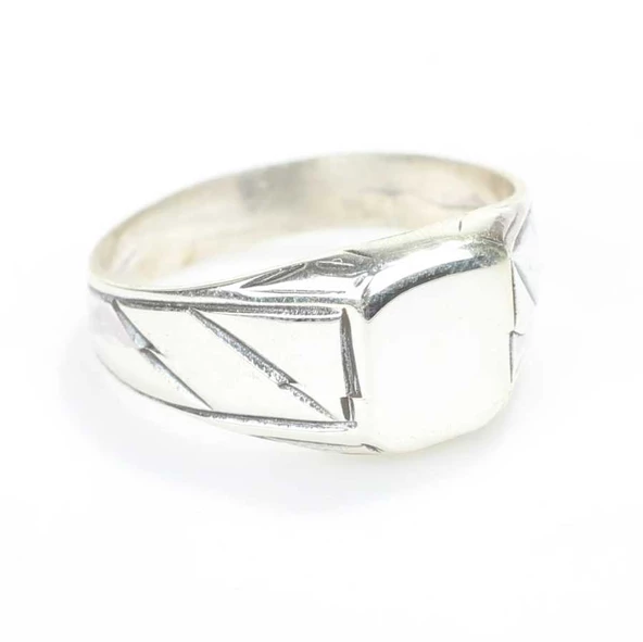 925 Ayar Gümüş Kare Kaşlı Erkek Yüzük ürün görseli 1