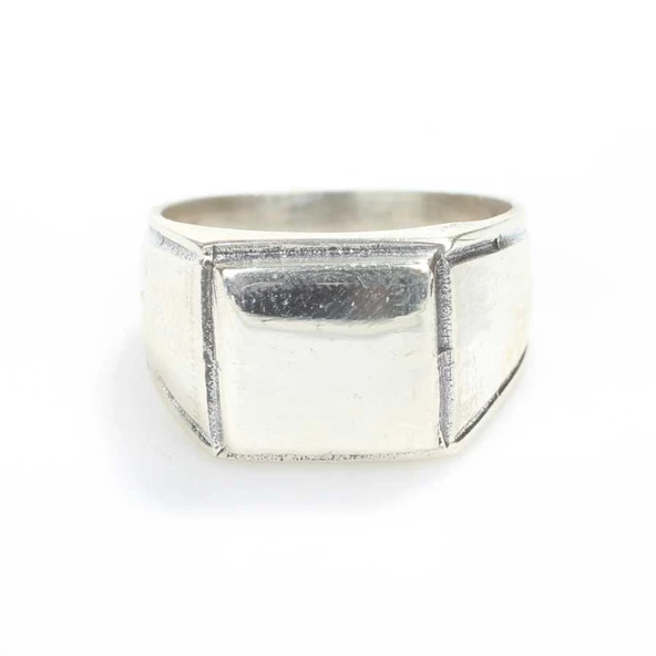 925 Ayar Gümüş Kare Kaşlı Erkek Yüzük - Resim 3
