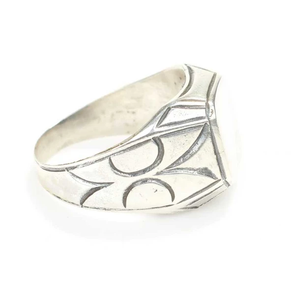 925 Ayar Gümüş Kare Kaşlı Erkek Yüzük - Resim 2