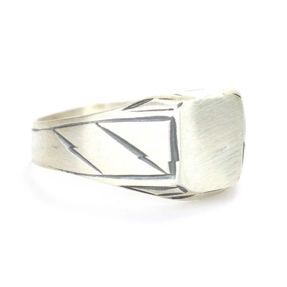 925 Ayar Gümüş Kare Kaşlı Erkek Yüzük ürün görseli