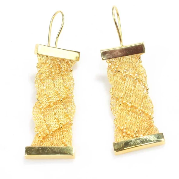 925 Ayar Gümüş Saç Örgüsü Toplu Küpe - Resim 2