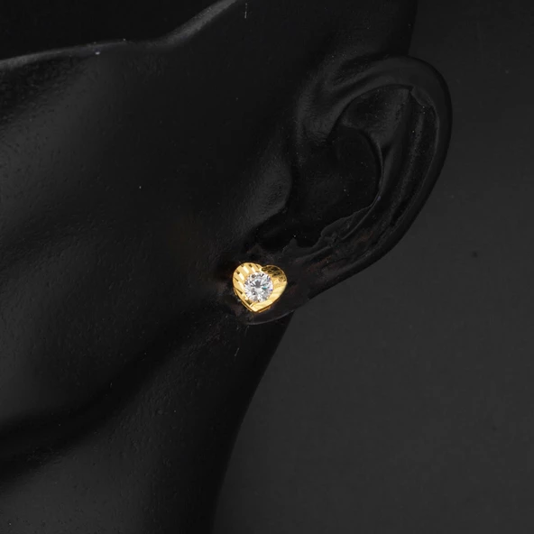 Kalp Tek Taşlı 22 Ayar Altın Takı Seti - Resim 5