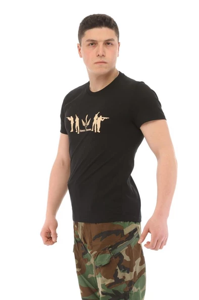 Single Sword Bisiklet Yaka Kısa Kollu Baskılı Kadın&Erkek T-Shirt - 2