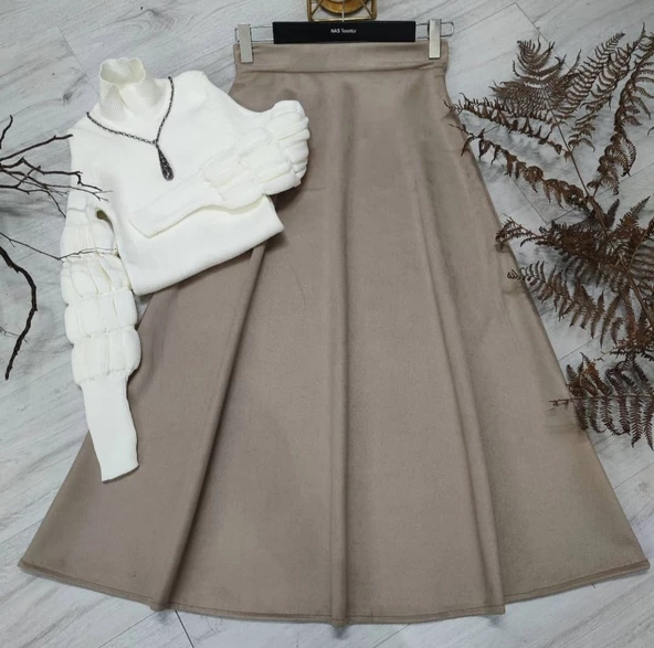 Süet Kumaş Çan model Kloş etek - 2