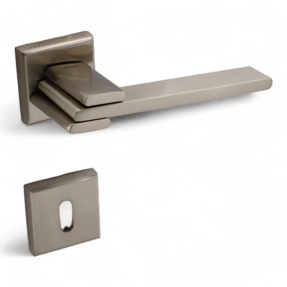 Fulya Lüx İnox Kare Rozetli Oda Kapı Kolu Sağa ve Sola Uygun Kapı Kolları 1 Takım - Resim 6