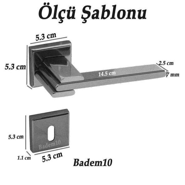 Fulya Lüx İnox Kare Rozetli Oda Kapı Kolu Sağa ve Sola Uygun Kapı Kolları 1 Takım - Resim 5