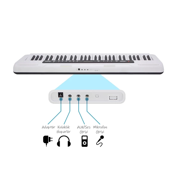 Jwin CTK-3000 61 Tuş Hassasiyetli Org (5 Oktav) - Beyaz - 4