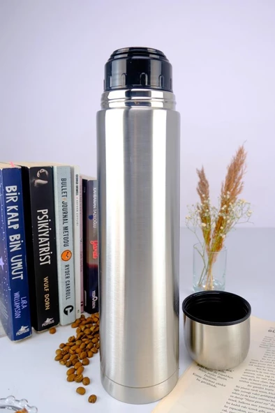 Digithome Çift Katmanlı Paslanmaz Çelik Termos Bardak 1000 Ml Gri - 05360 C1-1-154 - 2
