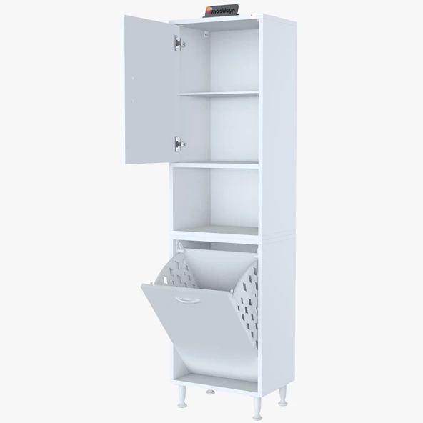 Modilayn NUR SÖKE ŞİLE 50 x 160 x 32,5 cm Çamaşır Hazneli Çok Amaçlı Banyo Dolabı - 5
