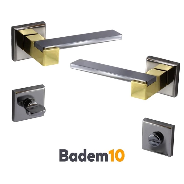 Begonya Lüx Füme Gold Kare Rozetli Wc-Banyo Uyumlu Kapı Kolu Sağa ve Sola Uygun Kapı Kolları 1 Takım - Resim 5