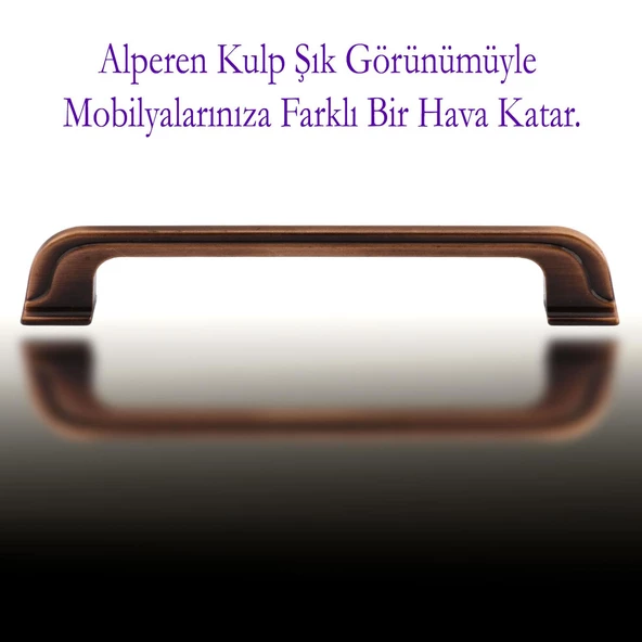 Alperen Düz Eskitme Antik Bakır Metal 128 mm Mobilya Mutfak Çekmece Dolap Kulpu Kulbu Kulpları - 3