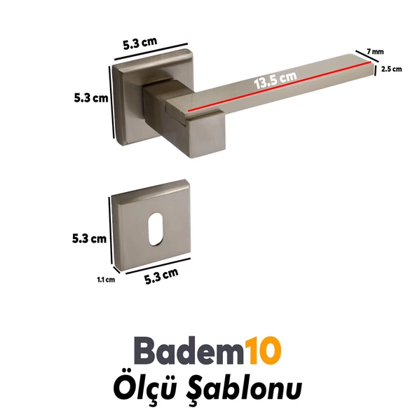 Begonya Lüx İnox Kare Rozetli Oda Uyumlu Kapı Kolu Sağa ve Sola Uygun Kapı Kolları 1 Takım - 3