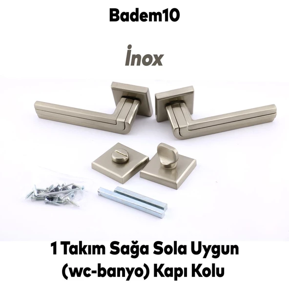 Defne Lüx İnox Kare Rozetli Wc-Banyo Kapısı Uyumlu Kapı Kolu Sağa ve Sola Uygun Kapı Kolları 1 Takım - Resim 7