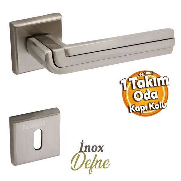 Defne Lüx İnox Kare Rozetli Oda Kapısı Uyumlu Kapı Kolu Sağa ve Sola Uygun Kapı Kolları 1 Takım