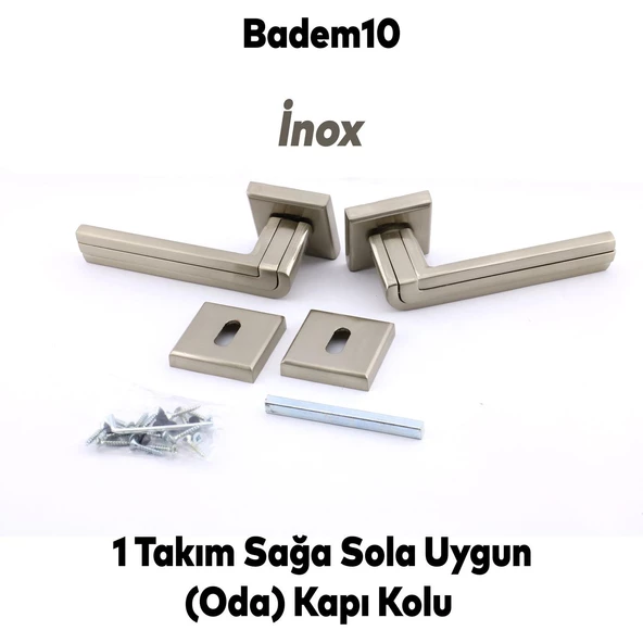 Defne Lüx İnox Kare Rozetli Oda Kapısı Uyumlu Kapı Kolu Sağa ve Sola Uygun Kapı Kolları 1 Takım - Resim 2