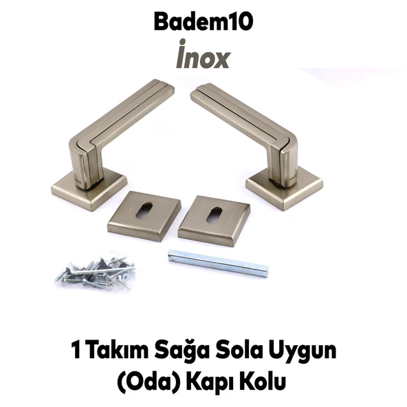 Defne Lüx İnox Kare Rozetli Oda Kapısı Uyumlu Kapı Kolu Sağa ve Sola Uygun Kapı Kolları 1 Takım - Resim 3