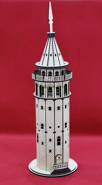Galata Kulesi Ahşap Işıklı Hediyelik Masaüstü Dekor Sm-11 - 5