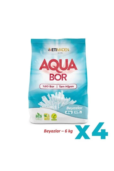 Aquabor Beyazlar İçin 6 kg 4'lü Toz Deterjan