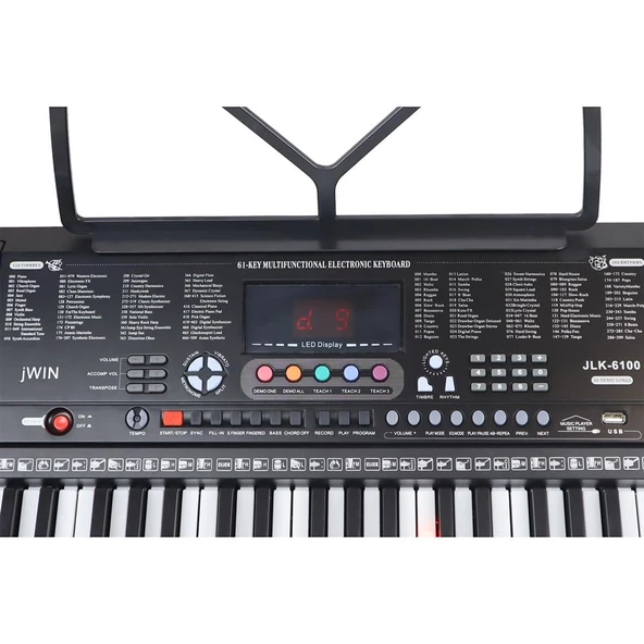 Jwin JLK-6100 Işıklı 61 Tuşlu Elektronik Org (Mikrofon ve Adaptör Hediye) - 3