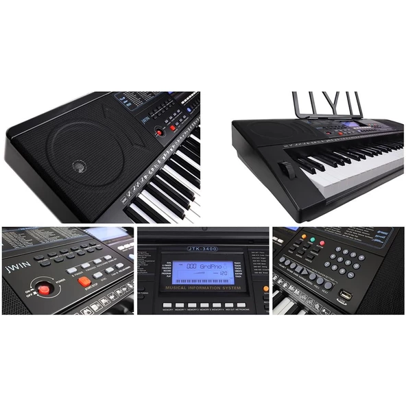 Jwin JTK-3400 61 Tuş Hassasiyetli 5 Oktav Org (Adaptör Hediye) - 5