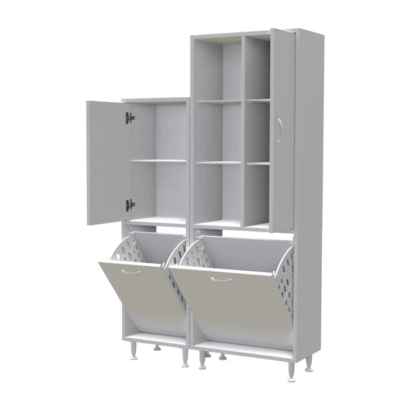 MODİLAYN Forbest İnci 95 x 165 cm Çamaşır Hazneli Çok Amaçlı Banyo & Mutfak Dolabı - 7