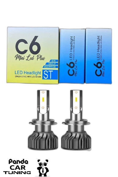 H7 Led Xenon Far Sis Ampulu C6 Slim Led Şimşek Etkili Pandacartuning - 2