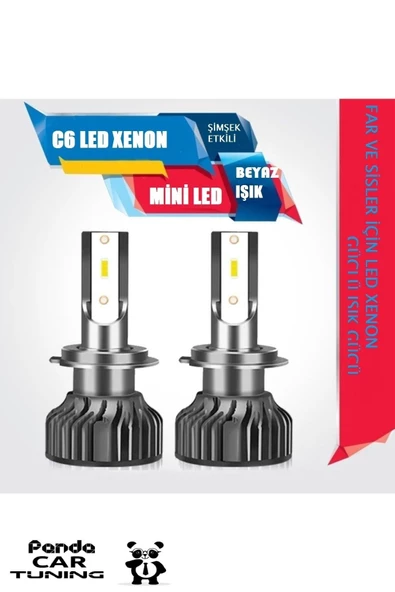 H7 Led Xenon Far Sis Ampulu C6 Slim Led Şimşek Etkili Pandacartuning - 3