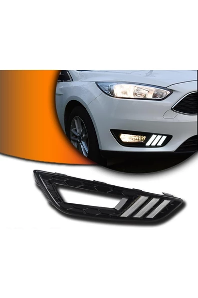 Ford Focus 3 Uyumlu Sis Farı Çerçevesi Gündüz Ledli Sinyalli (model 1) - 2