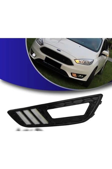 Ford Focus 3 Uyumlu Sis Farı Çerçevesi Gündüz Ledli Sinyalli (model 1) - 3