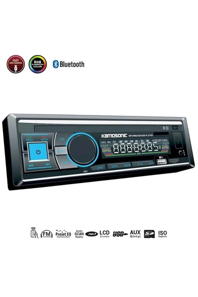 Oto Teyp 4x50w Bt/2xusb/sd/fm/aux Kamosonıc Ks-mx801 - 2