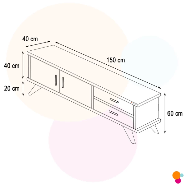 MODİLAYN Claros Tv Sehpası 150 X 40 x 60 cm Tv Ünitesi - 6