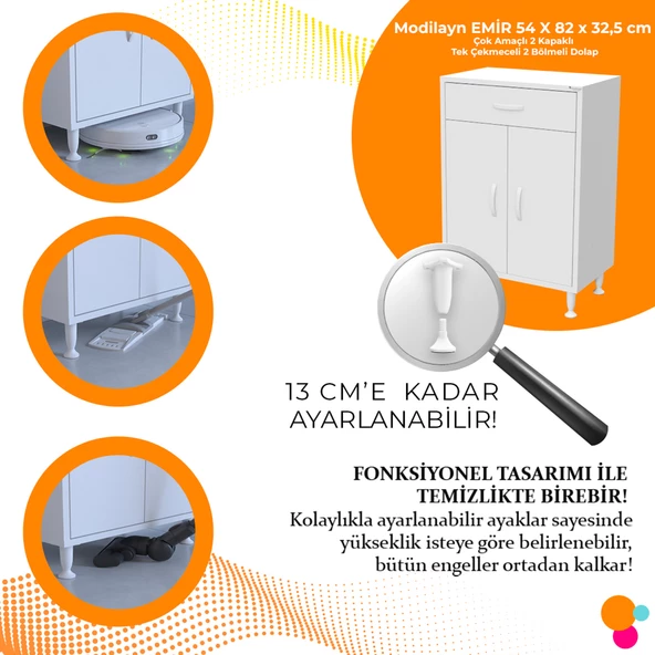 Modilayn EMİR 55 x 88 x 32,5 cm Çekmeceli Çok Amaçlı Banyo & Mutfak Dolabı - 2