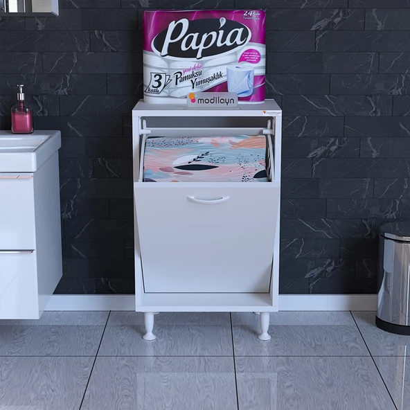 Modilayn SÖKE 50 x 75 x 32,5 cm Çamaşır Hazneli Çok Amaçlı Banyo Dolabı - 4