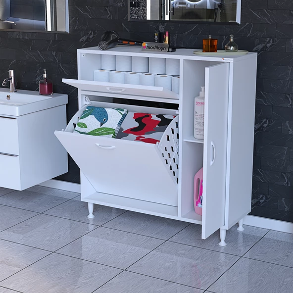 Modilayn YENİCE 90 x 97,5 x 32,5 cm Çamaşır Hazneli Çok Amaçlı Banyo & Mutfak Dolabı - 2