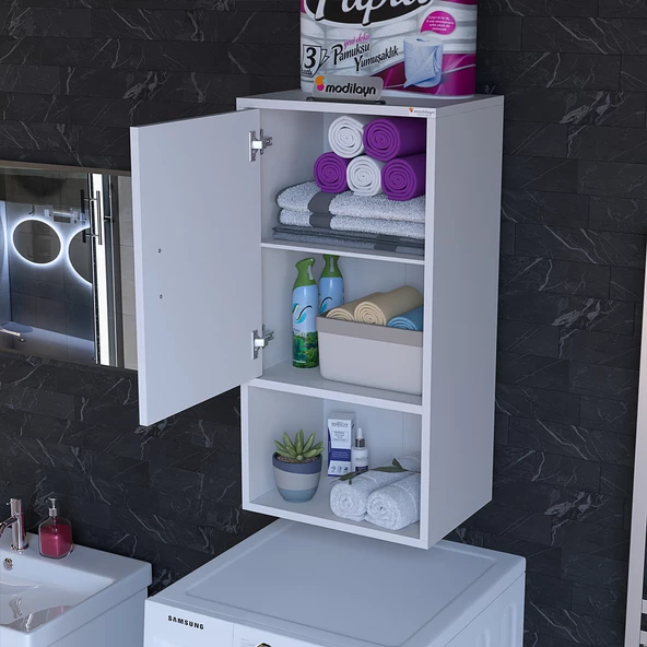 Modilayn ŞİLE 50 x 85 x 32,5 cm Makine Üstü Asma ve Çok Amaçlı Banyo Dolabı - Resim 2