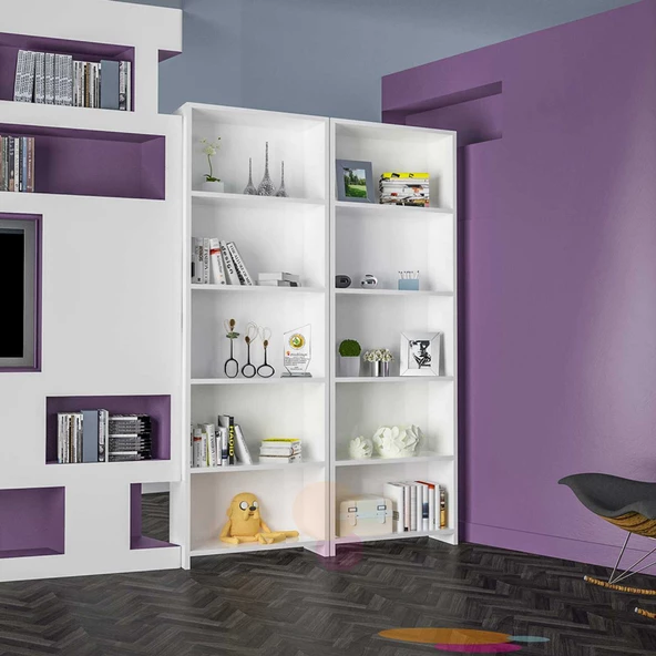 Modilayn AY 5 Raflı Kitaplık Kütüphane Ofis Dosya Evrak Kiler Düzenleyici Raf - 4