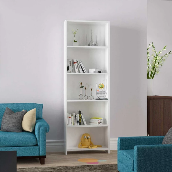 Modilayn AY 5 Raflı Kitaplık Kütüphane Ofis Dosya Evrak Kiler Düzenleyici Raf - 2