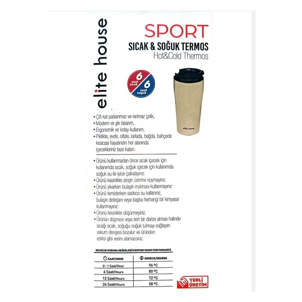 Elite House Daily Sıcak Soğuk 400 ml Termos Bardak - 6