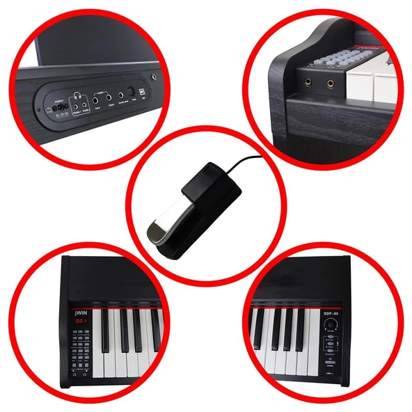 Jwin SDP-90 Tuş Hassasiyetli 88 Tuşlu Dijital Piyano - 5