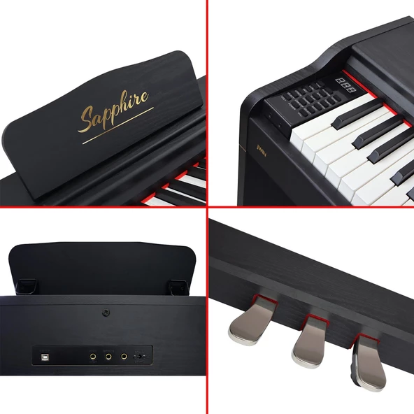 Jwin Sapphire SDP-120 Çekiç Aksiyonlu 88 Tuşlu Dijital Piyano - Siyah - 5