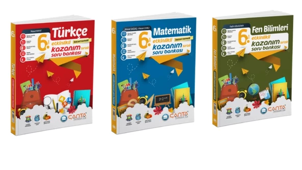 Çanta Yayınları 6.Sınıf Türkçe - Matematik ve Fen Bilimleri Etkinlikli Kazanım Sıralı Soru Bankası (3 Kitap)